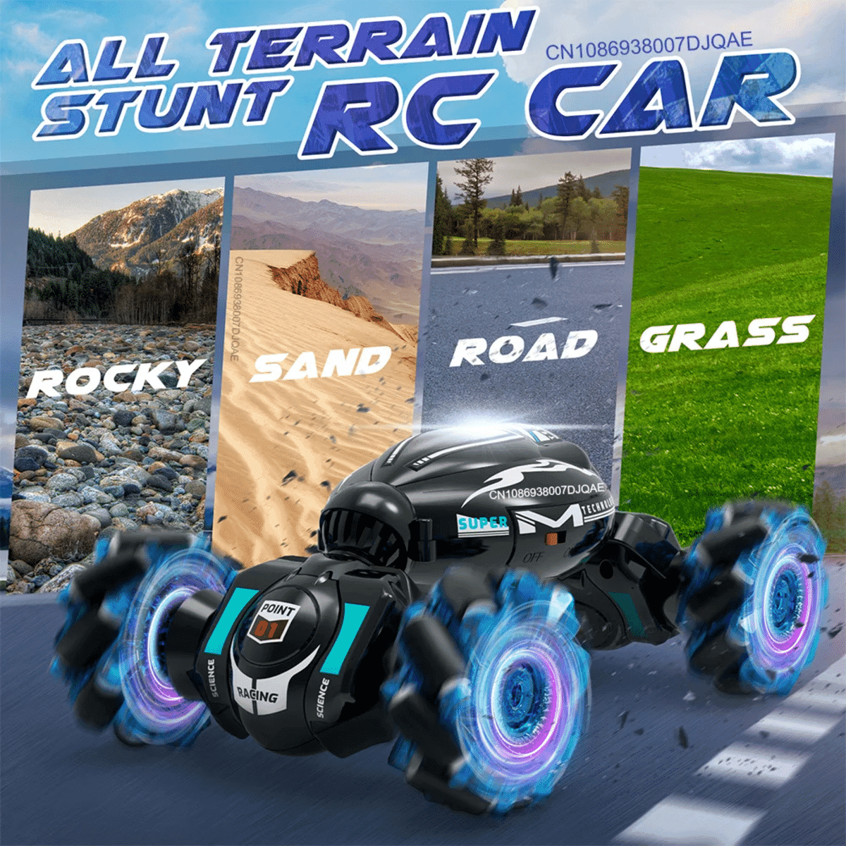 מכונית שלט רחוק פעלולים 4WD 1:18 – עם מוסיקה ואור