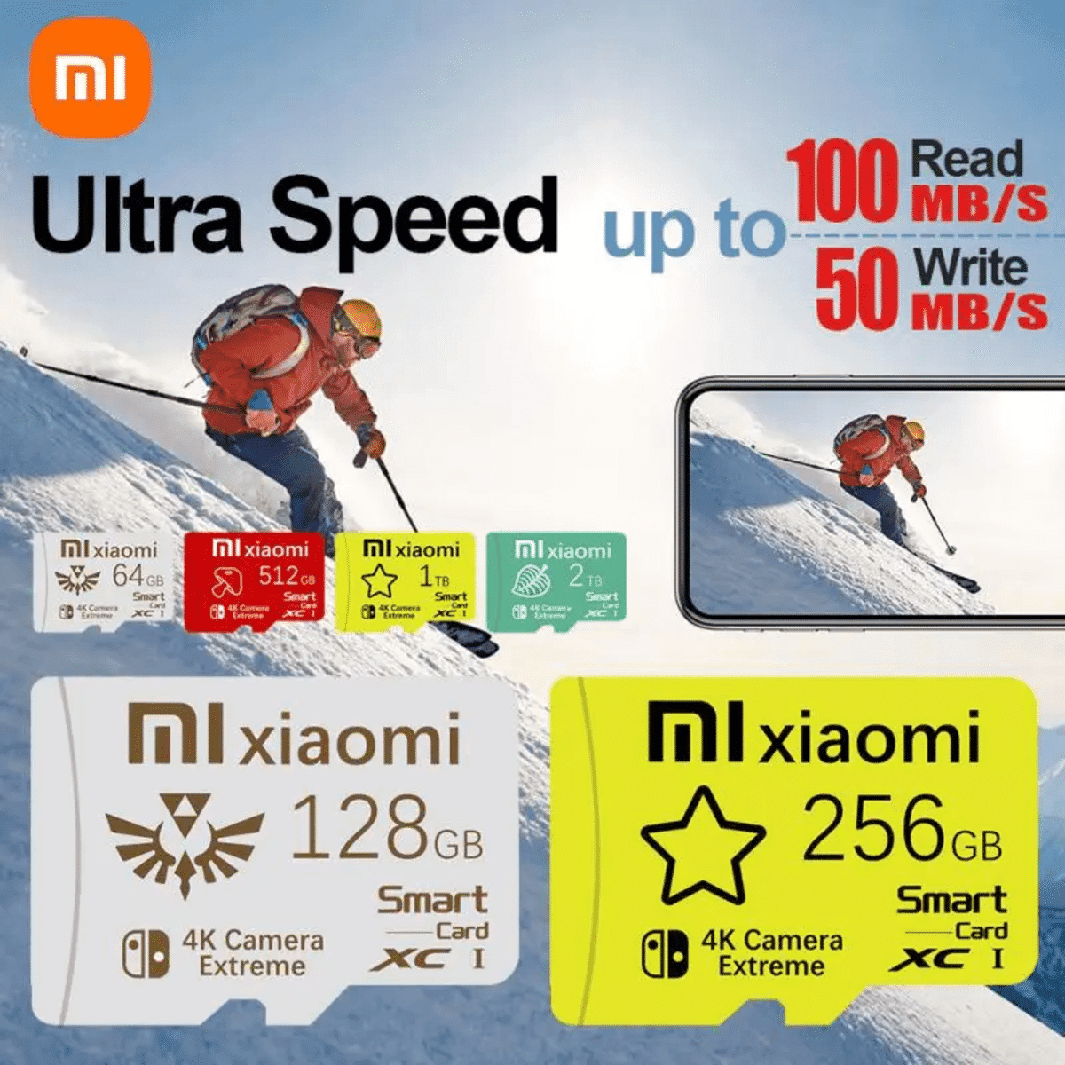 כרטיס זיכרון Xiaomi מיקרו SD מהיר ועמיד בנפח 2TB