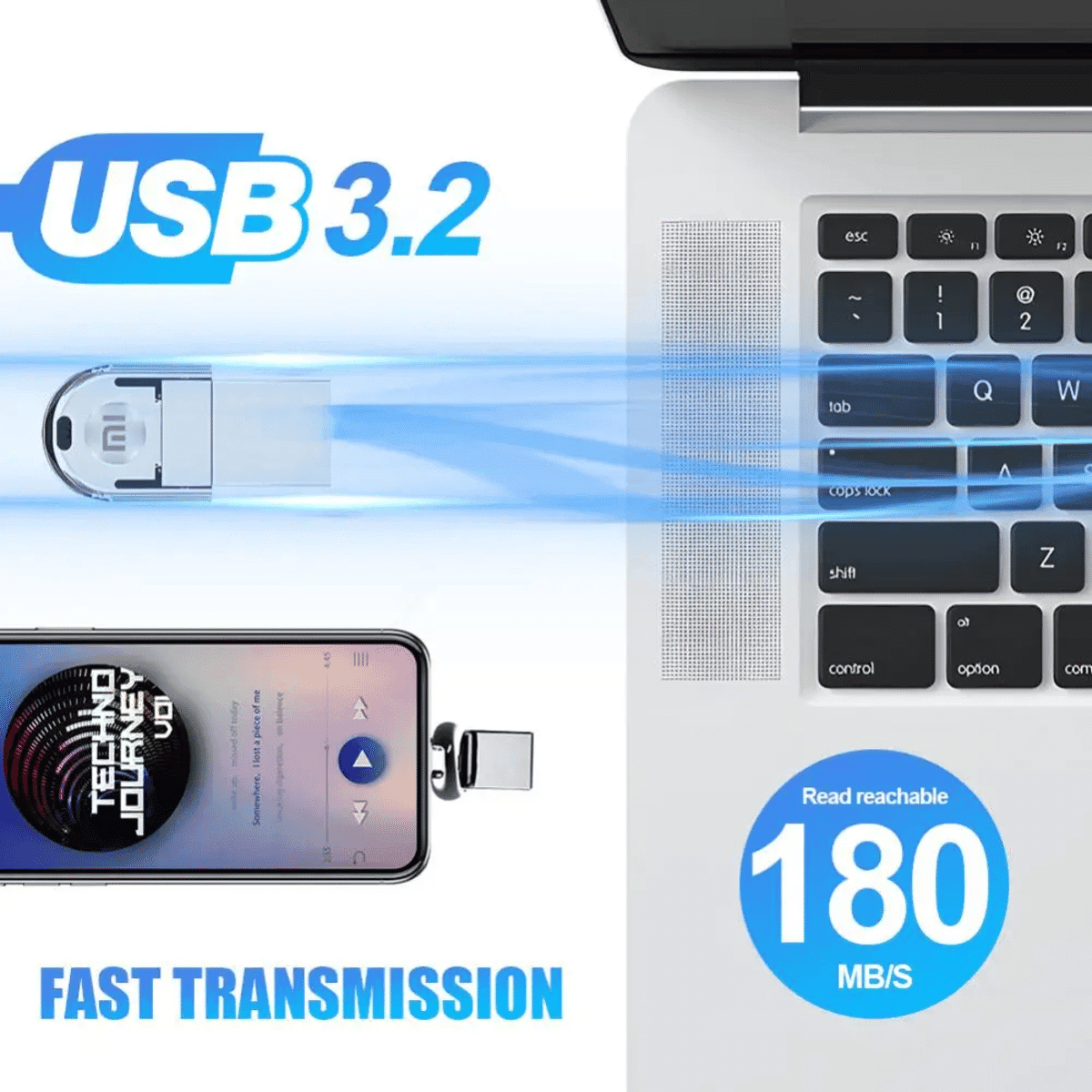 דיסק און קי מתכת Xiaomi 2TB עם USB 3.0 ו-Type-C