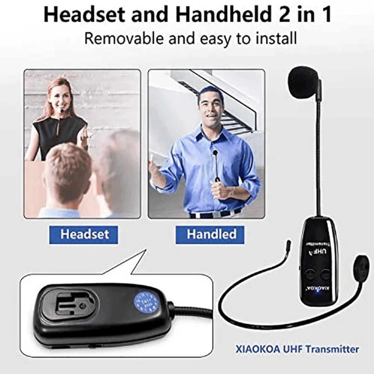 אוזניות מיקרופון UHF אלחוטי