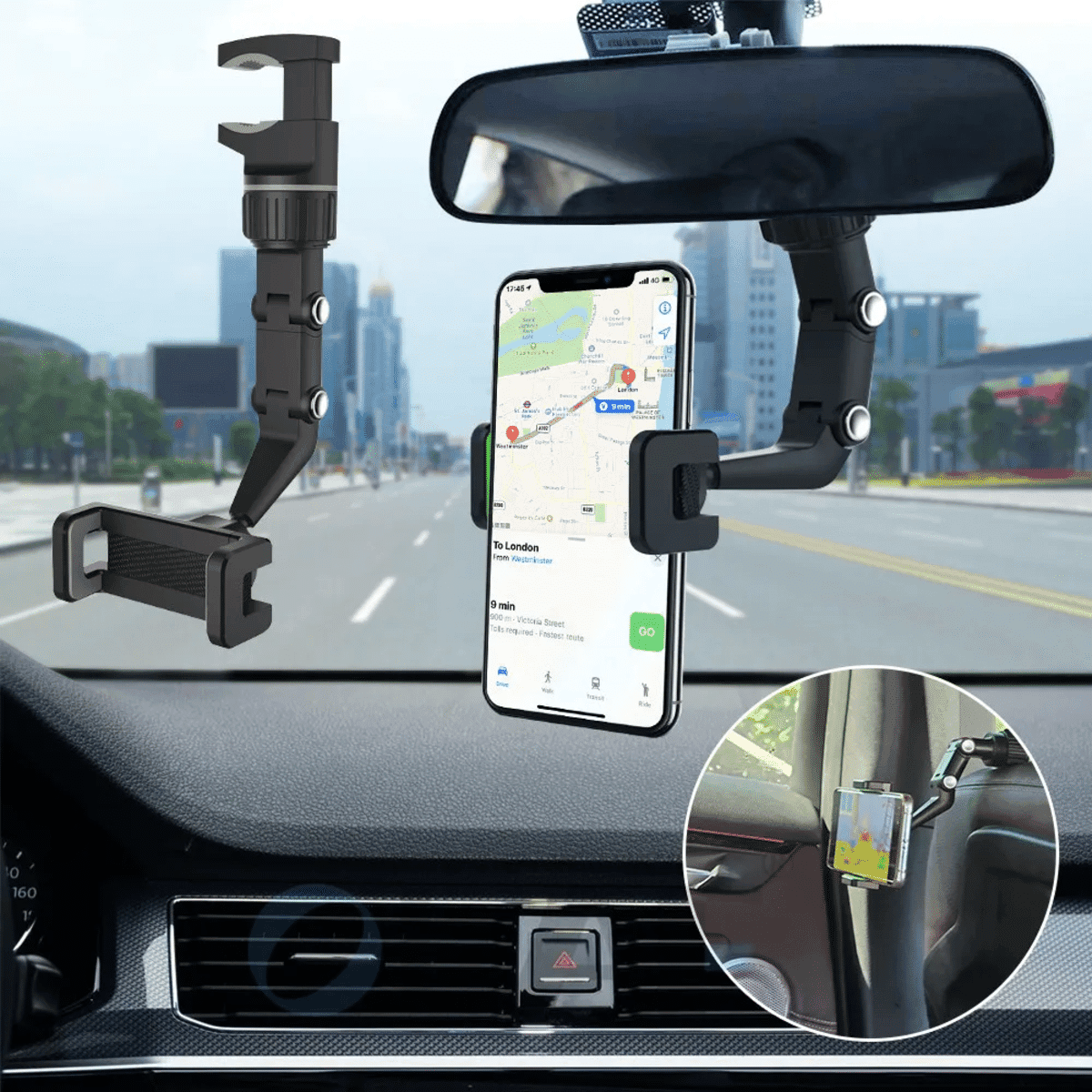 מחזיק טלפון רב-תכליתי לרכב – סיבוב 360° להתאמה מושלמת