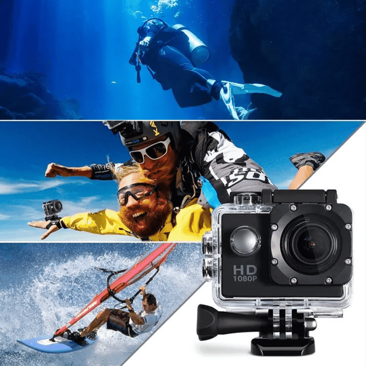 מצלמת אקשן 4K HD עמידה במים עם מסך 2.0 אינץ' – סוללת 900mAh