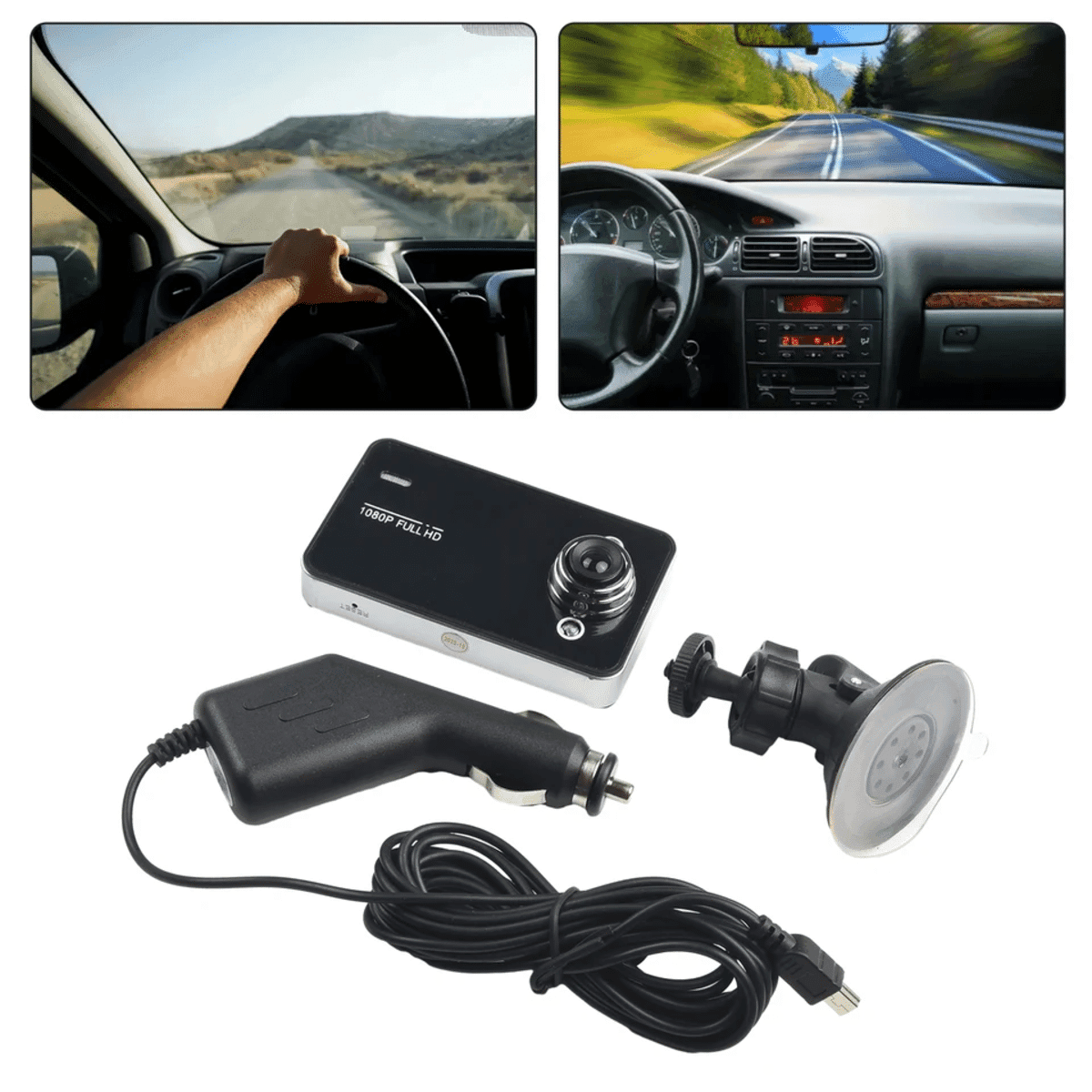 מצלמת רכב DVR HD 1080p – עדשה כפולה עם ראיית לילה וזיהוי תנועה