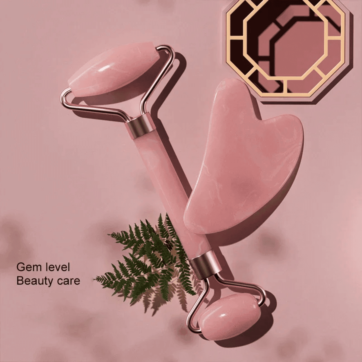 גוואשה – GUA SHA – סט רולר ואבן לעיסוי הפנים