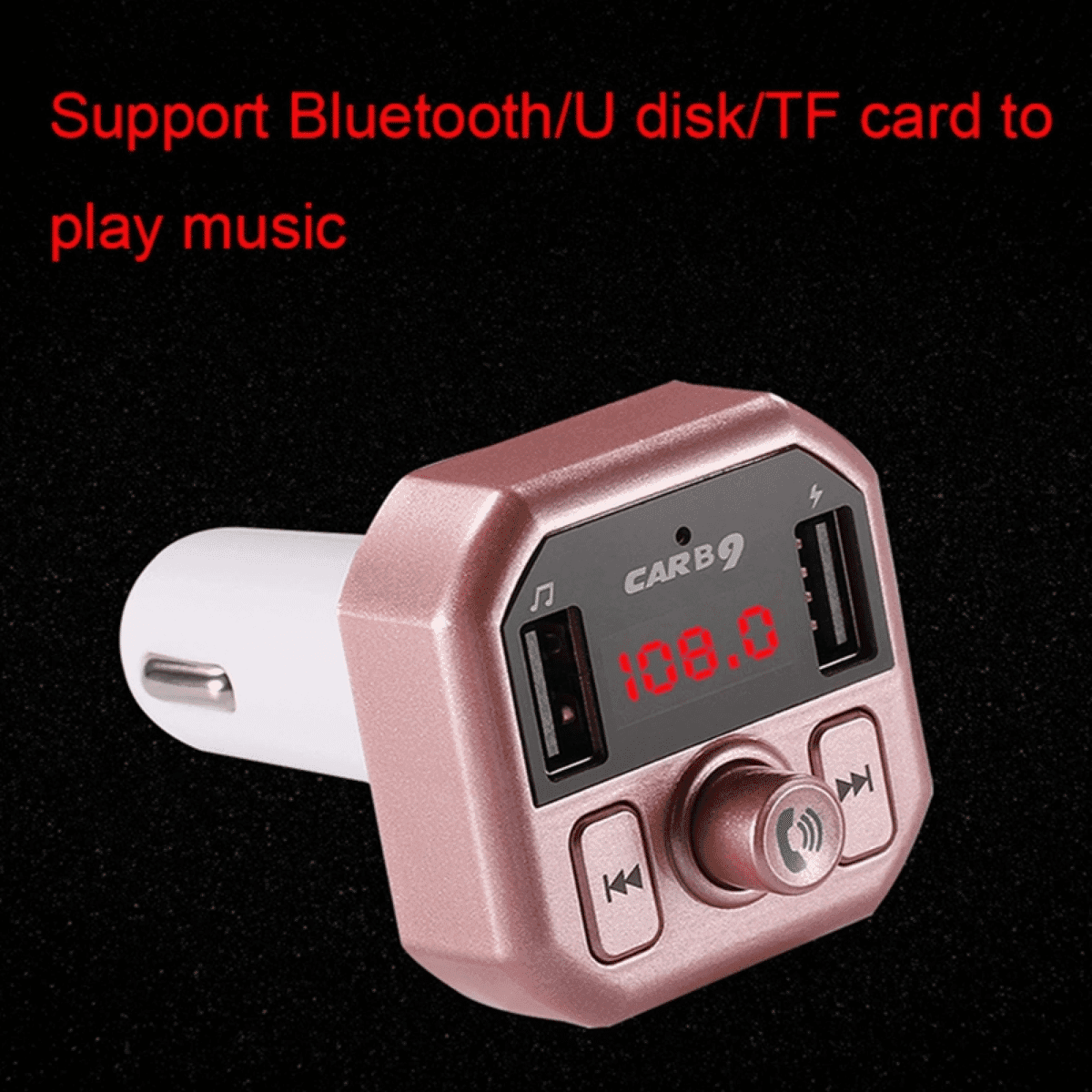 מטען לרכב B9 חכם דיגיטלי עם תצוגה כפולה – USB ו-Bluetooth עם פונקציית שיחה ללא ידיים