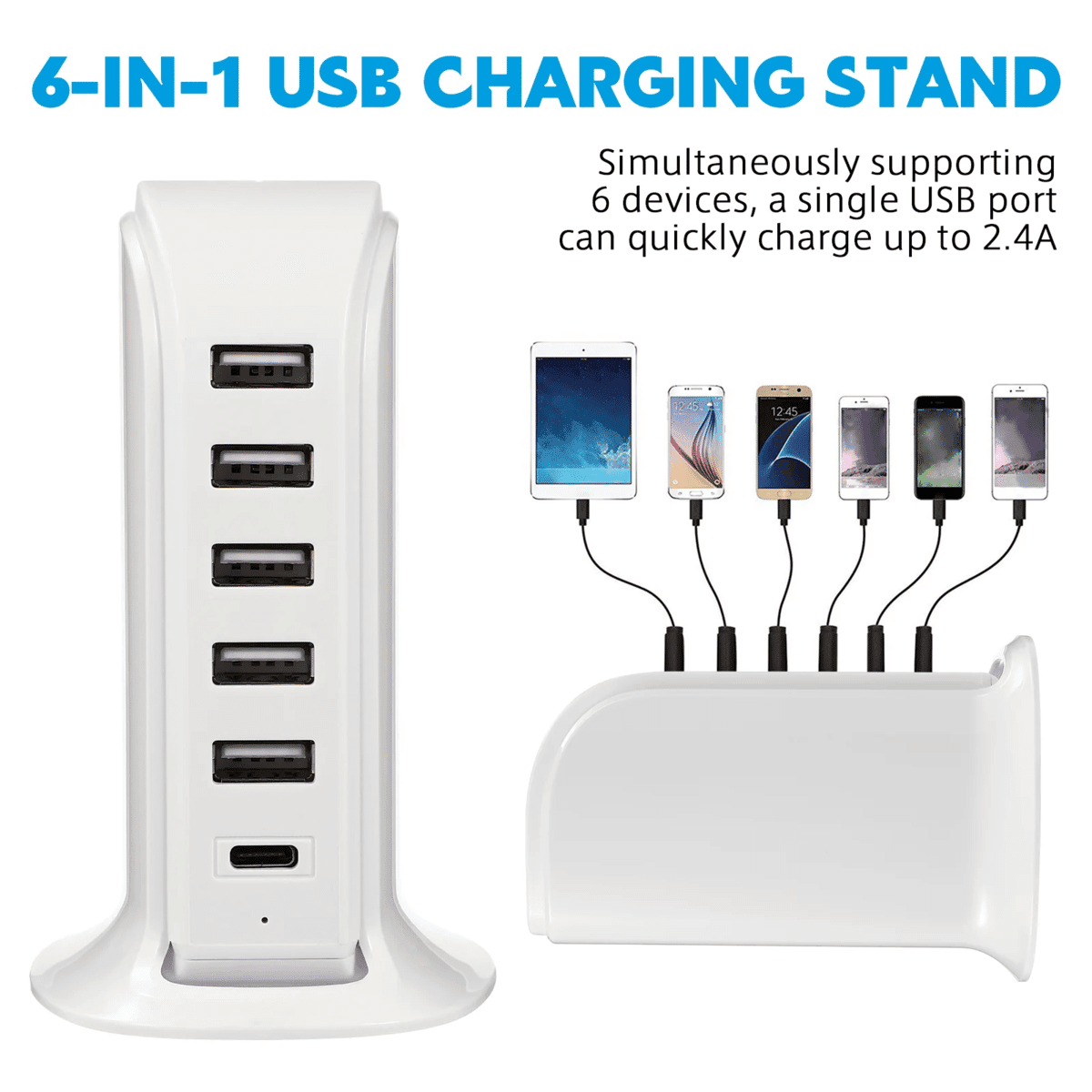 תחנת טעינה מהירה רב-יציאתית 20W עם USB – לשימוש ביתי ומשרדי