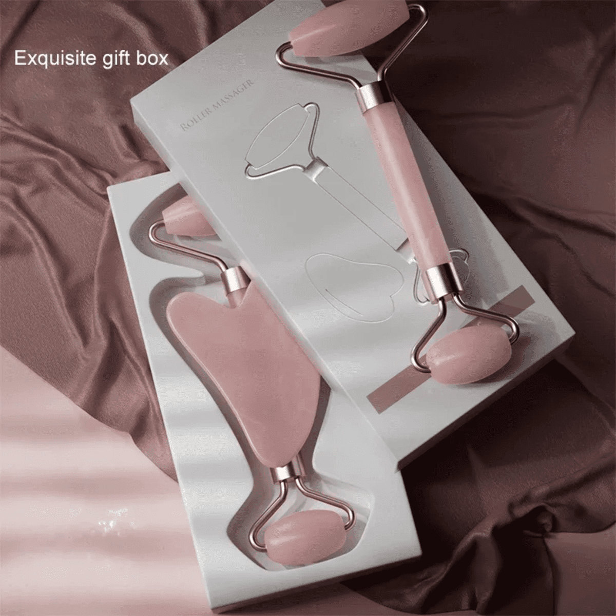 גוואשה – GUA SHA – סט רולר ואבן לעיסוי הפנים