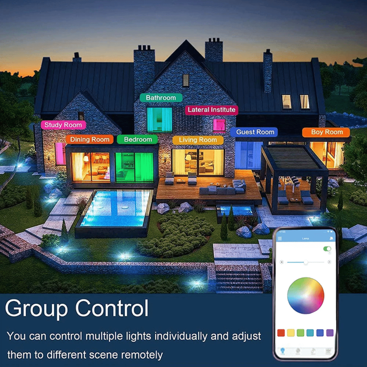 מנורת תקרה חכמה RGB עם שליטה מרחוק