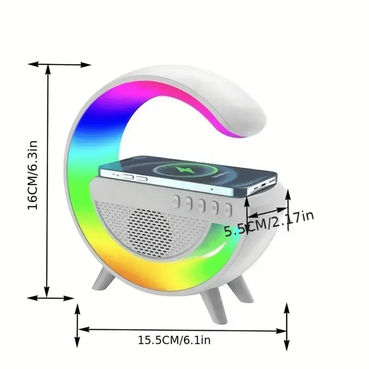 מטען אלחוטי רב-תפקודי RGB עם רמקול Bluetooth – תחנת טעינה מהירה