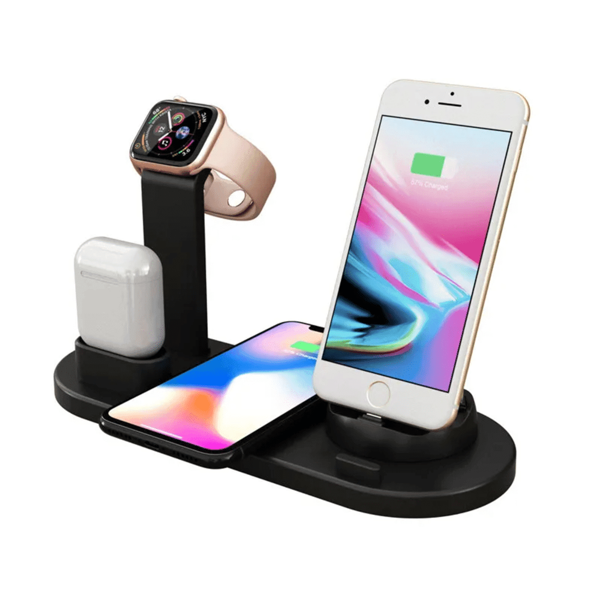 מטען אלחוטי 3 ב-1 PYMH – תחנת טעינה מהירה לאייפון, Apple Watch ו-AirPods
